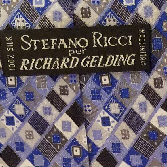 STEFANO RICCI PER RICHARD GELDING 100% SILK TIE MADE IN ITALY- EXTRA LONG & WIDE - Picture 2 of 8